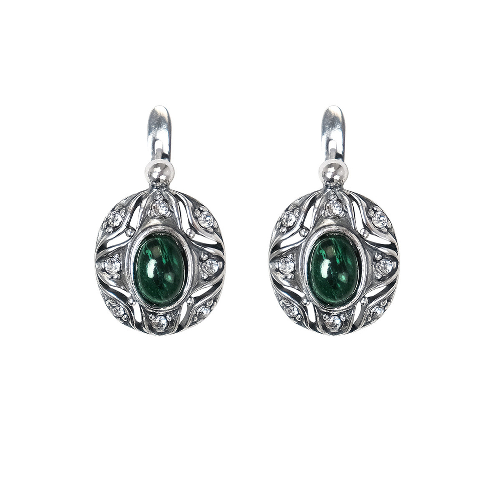 "Кавказ" серьги в серебряном покрытии из коллекции "Самоцветы" от Jenavi  с английским замком