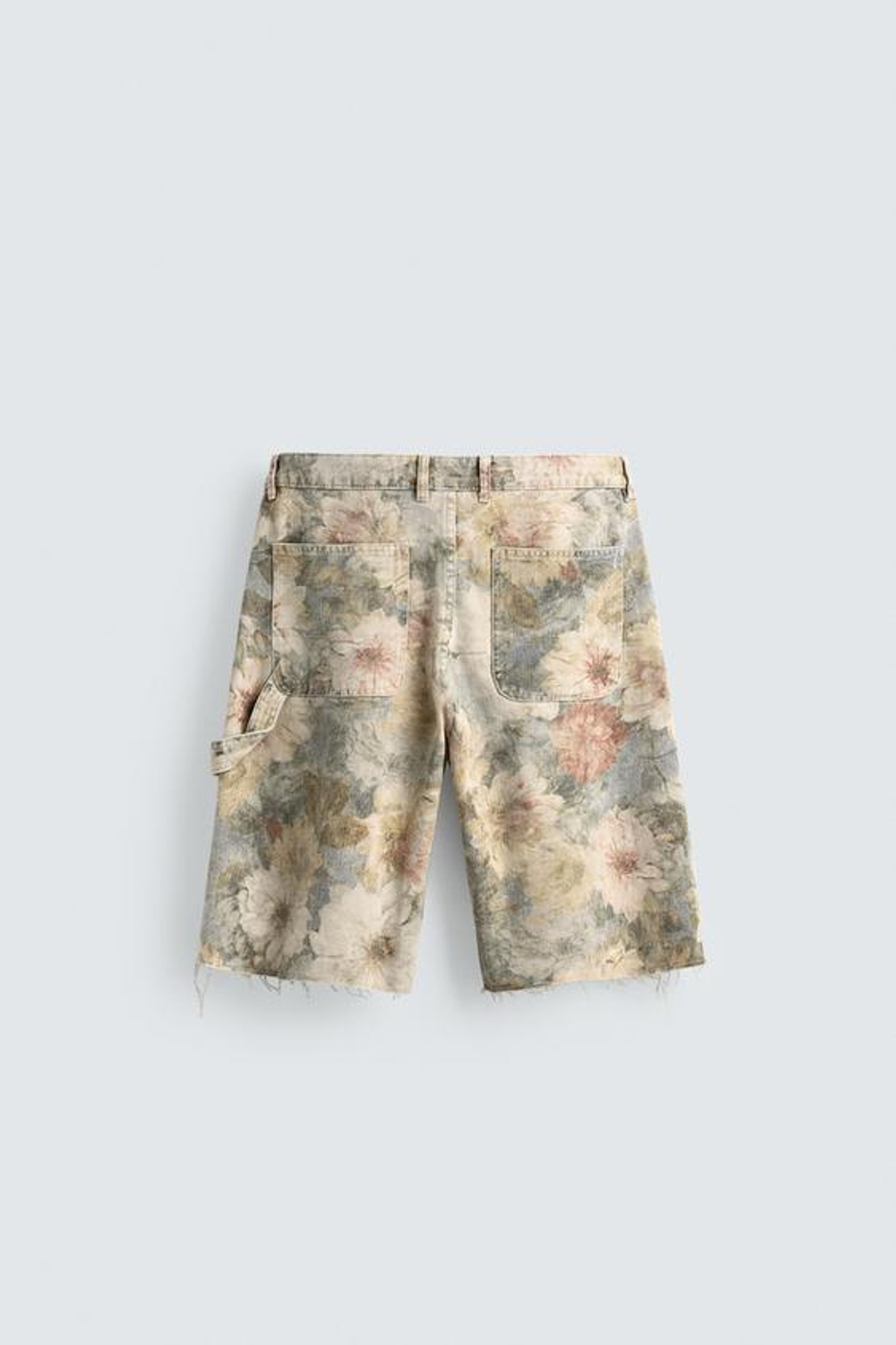 ZARA ШОРТЫ RELAXED FIT С ЦВЕТОЧНЫМ ПРИНТОМ И ЭФФЕКТОМ ПОТЕРТОСТИ, РАЗНОЦВЕТНЫЙ