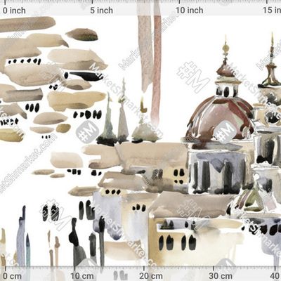 Старый город акварельный принт by FineArt 270 DPI