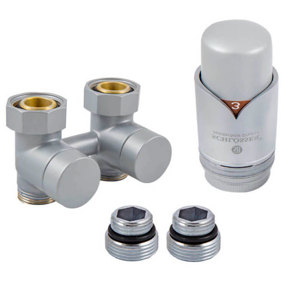 Комплект эксклюзив. узла подкл. SCHLOSSER 50мм, 3/4 x М22x1,5, 2 нип., прям., сатин