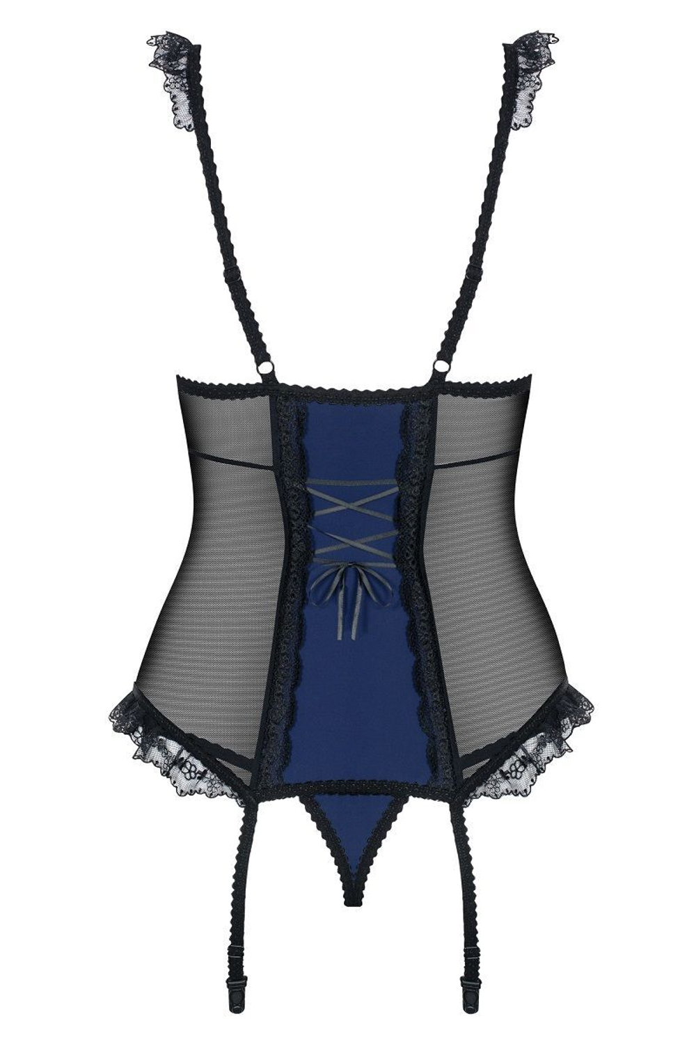 Роскошный облегающий двухцветный корсаж (Размер: S-M) (Цвет: синий с черным)