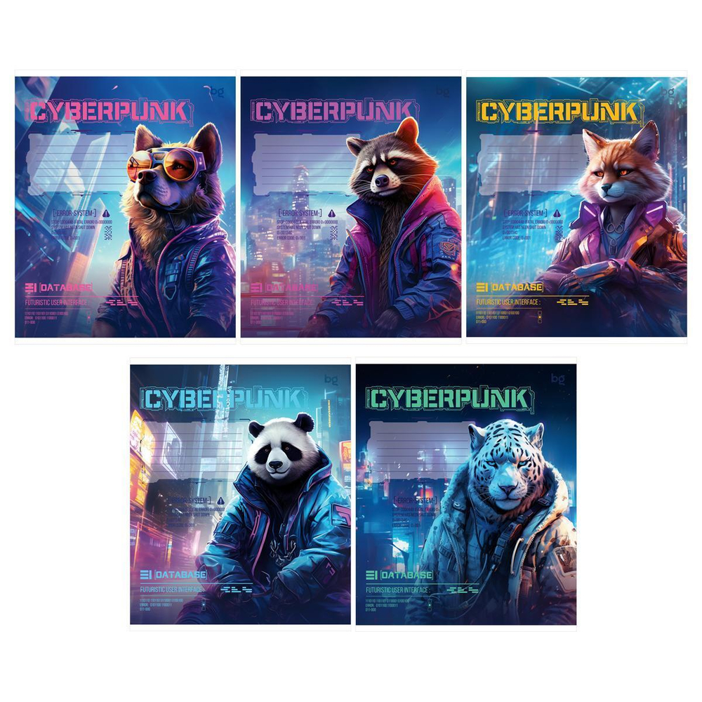 Тетрадь школьная А5 12л клетка "Cyberpunk" выб.лак (BG)