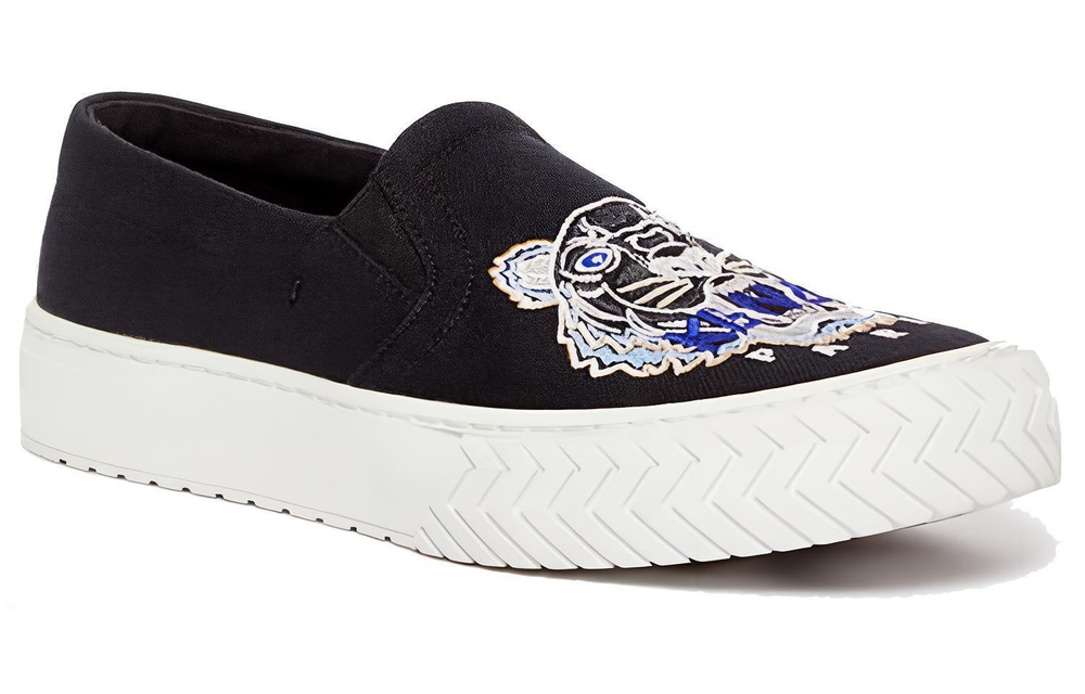 KENZO K-Skate Kenzo Takada Tiger Head Embroidery Fashion Sneakers Women's Black