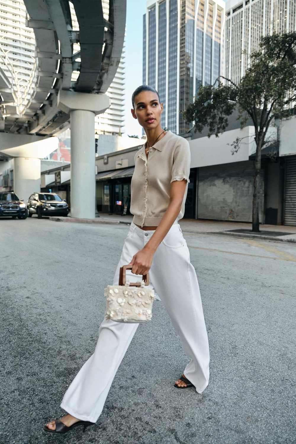 ZARA КАРДИГАН С КОРОТКИМИ РУКАВАМИ И КРУЖЕВОМ, СЕРО-ДЫМЧАТЫЙ