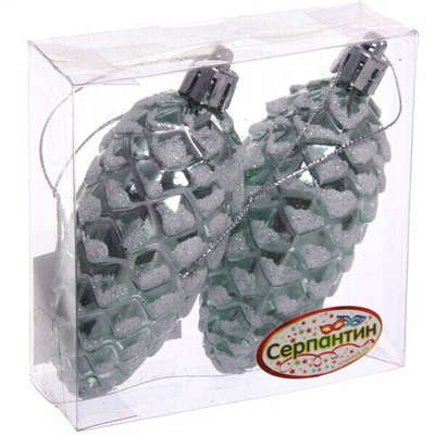 Ёлочные игрушки «Таинственное очарование» Шишки 9 см (набор 2шт), темный нефрит