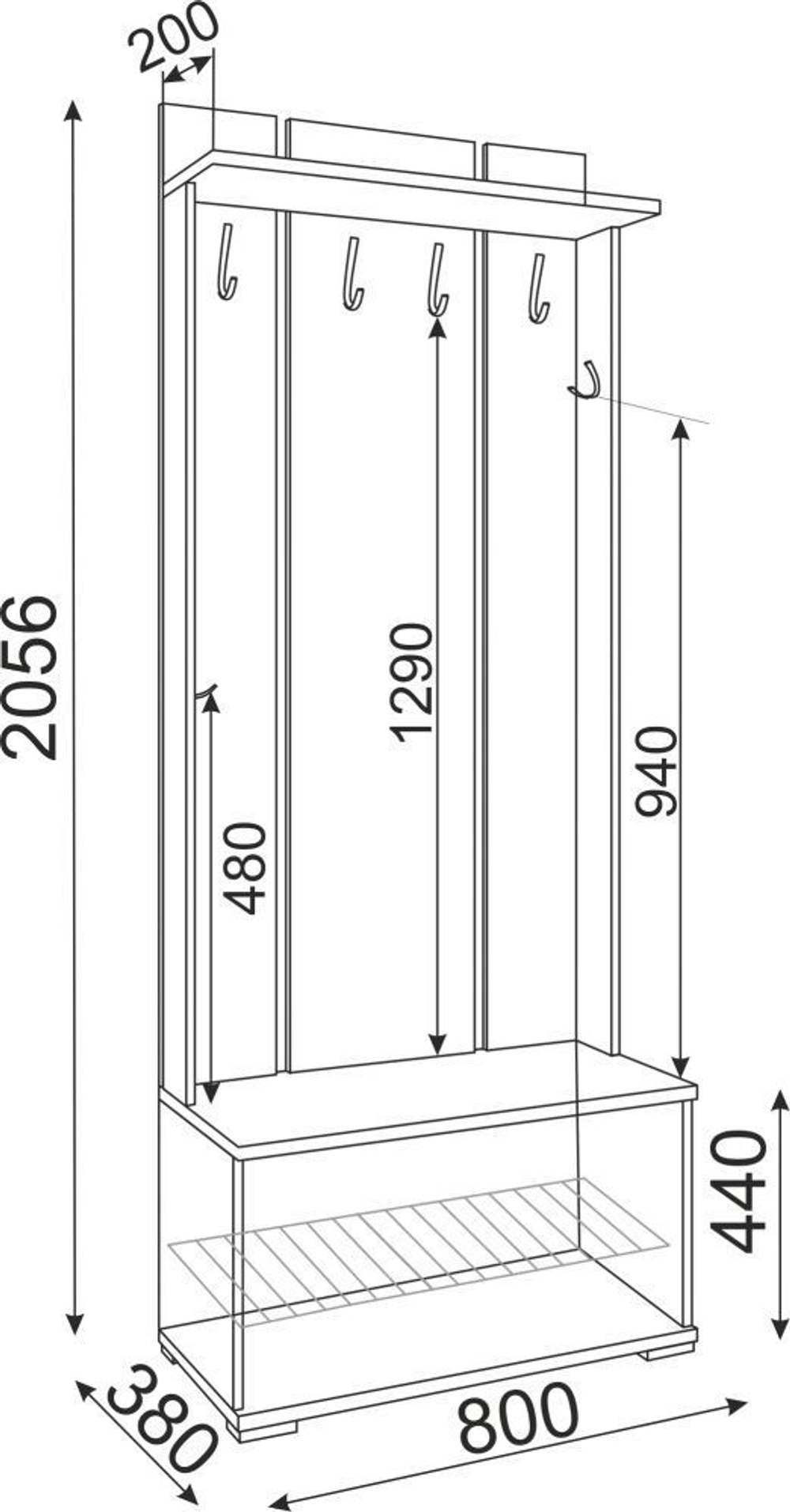 Прихожая с зеркалом комплект мебели Белый Поры Дерева/Белый Глянец, Тиффани, 200,1х51х205,6 см RINNER мебельная фабрика