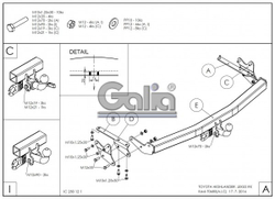 Фаркоп оцинкованный Galia T068C для Toyota Highlander 2010-2014(паспорт и сертификат в комплекте)(без электрики)