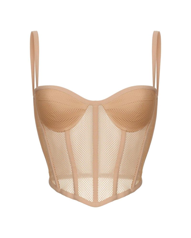 Блуза корсетного типа из крепа и сетки