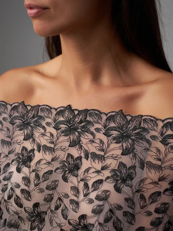 05-159 Вышивка на неэл. сетке 30 см, айвори/черный