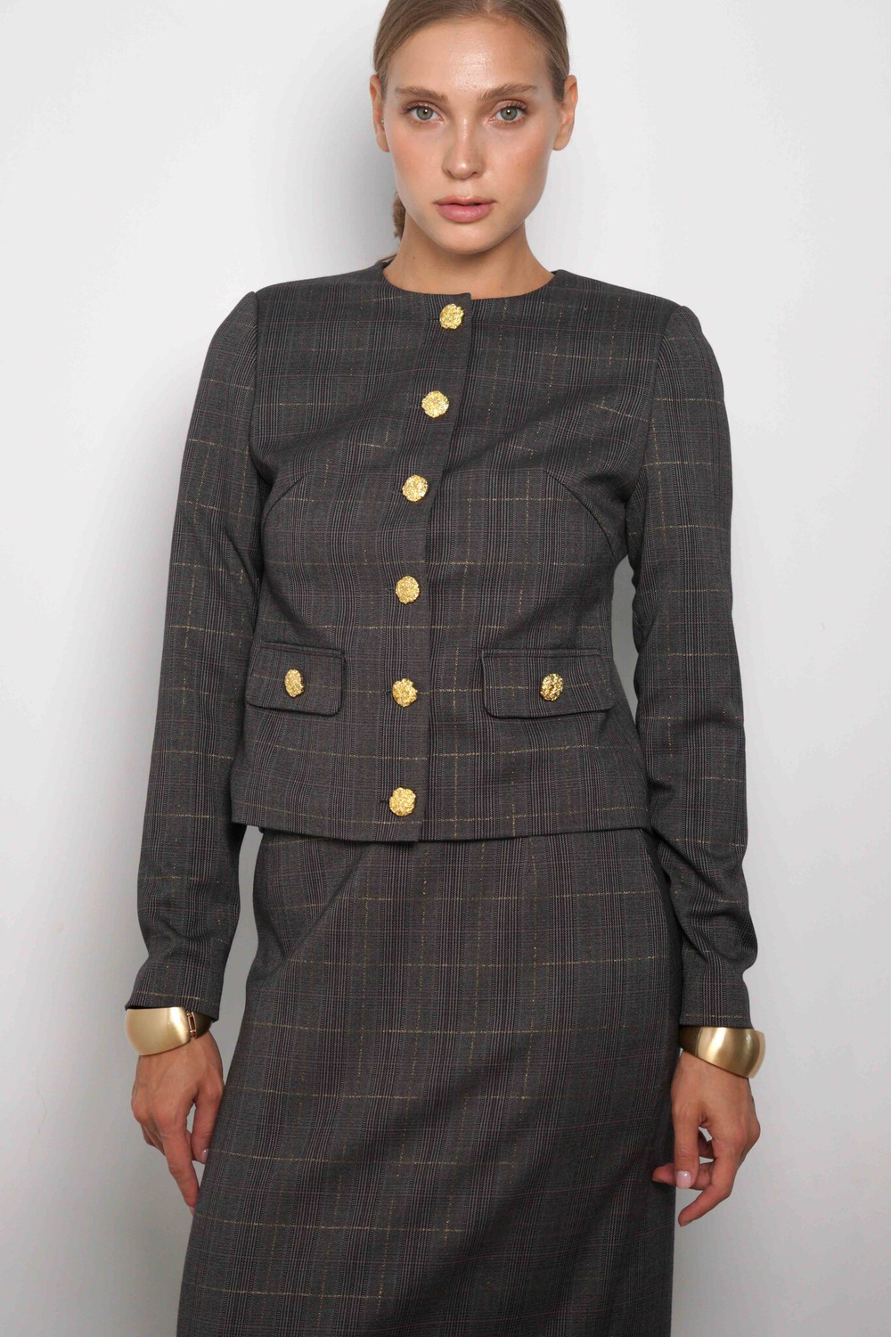 Жакет «Богачка» в золотую клетку