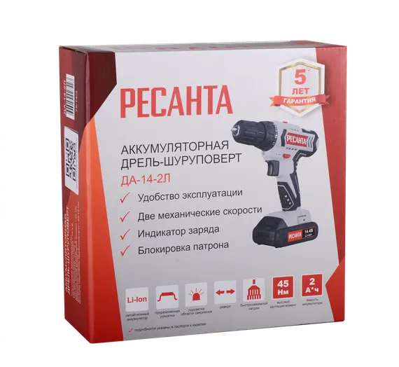 Аккумуляторный дрель-шуруповерт "РЕСАНТА" ДА-14-2Л