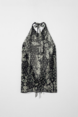 ZARA X KATE MOSS ШЕЛКОВЫЙ ТОП С ПРИНТОМ, РАЗНОЦВЕТНЫЙ