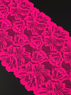 Эластичное кружево ярко-розовое неоновое ширина 24 см