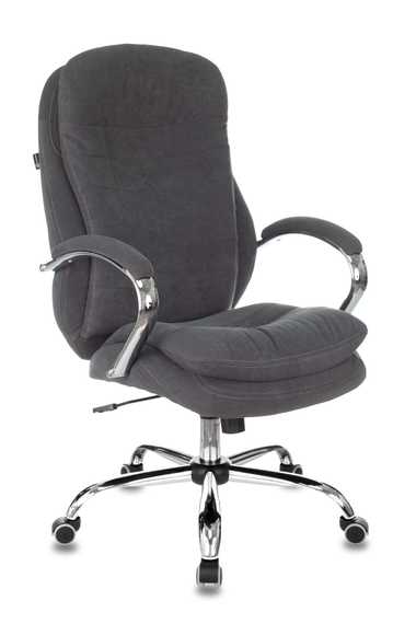 Кресло руководителя Бюрократ T-9950SL Fabric серый Alfa 44 крестов. металл хром