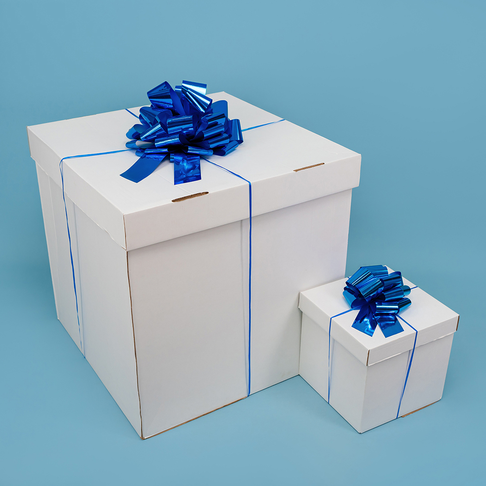 Бант-шар в синем цвете, металлик, 21 см/ 36 см