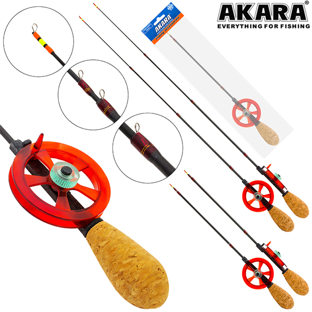 Удочка зимняя Akara Akara Leader M 580 с катушкой Red (хлыст Hi Carbon teleskop 3 составной)