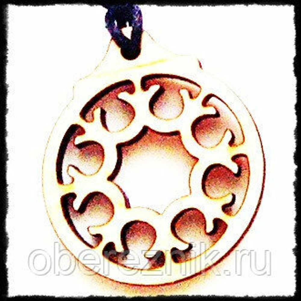 Оберег славянский из дерева "Криновый круг" (3см) символ изобилия и процветания.