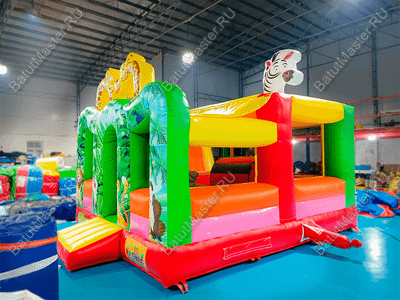Коммерческий надувной батут "Законы джунглей", без горки