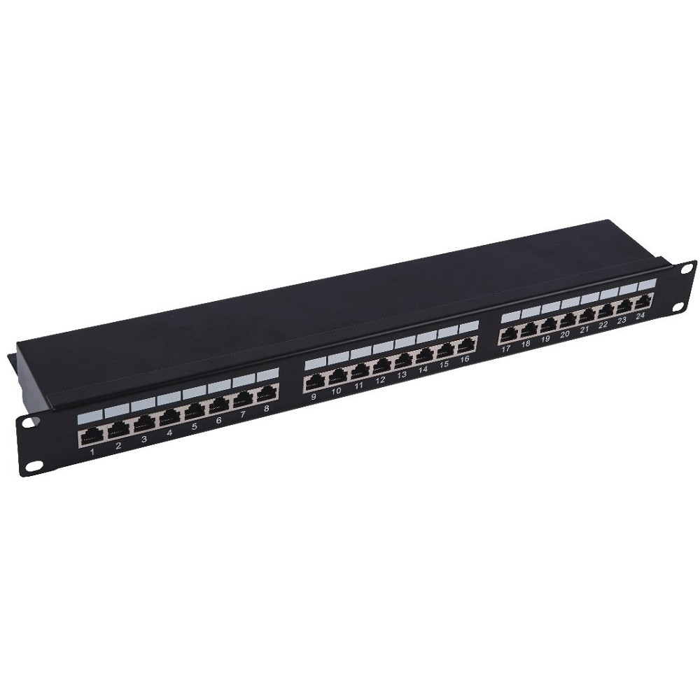 Патч-панель Патч-панель 19" NEOMAX [NM-PP-1U24P-SC5E-D-102-BK] 1U, 24 порта, кат.5E, STP, Dual IDC, цвет черный