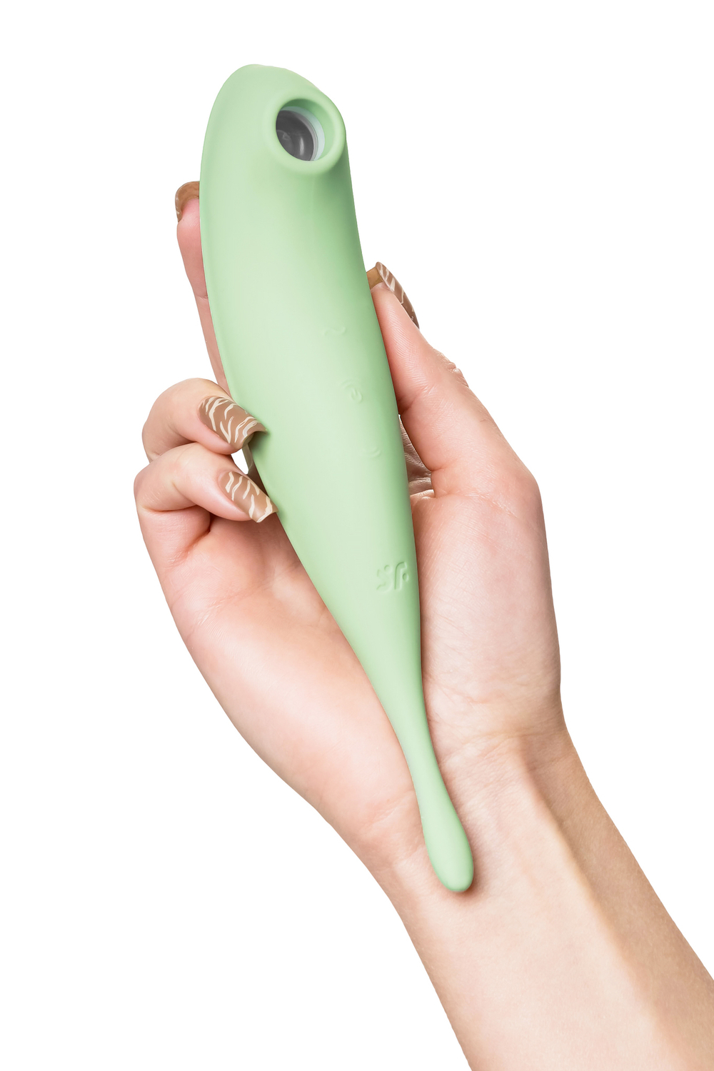 Точечный вибратор с вакуумной стимуляцией Satisfyer Twirling Pro Connect App, силикон, мятный, 20 см