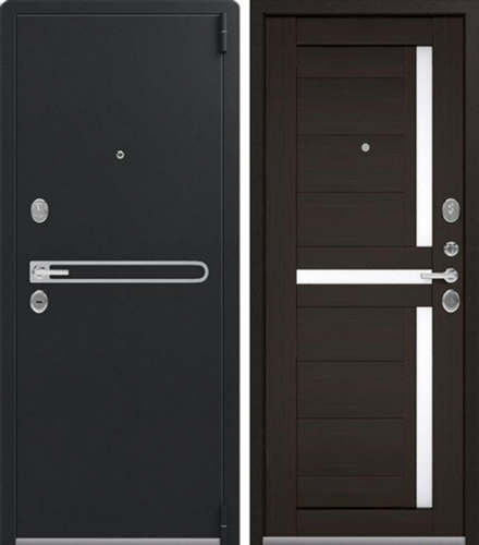 Стальная дверь LUX-3 ЧЕРНЫЙ МУАР - ЛИСТВЕННИЦА ТЕМНАЯ