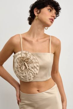 Топ с цветком из атласа цвета шампань