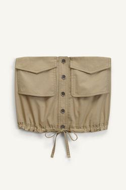 ZARA ТОП С ОТКРЫТЫМИ ПЛЕЧАМИ, СВЕТЛО-КОРИЧНЕВЫЙ