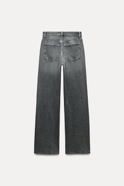 ZARA ДЖИНСЫ С ВЫСОКОЙ ПОСАДКОЙ TRF WIDE LEG, СЕРЫЙ