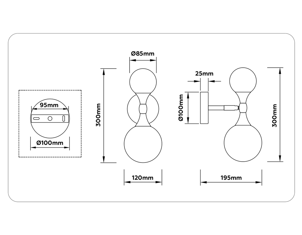 Светильник настенный LH51053/2 GD/FR золото/белый матовый G9*2 max 28W 120*195*300
