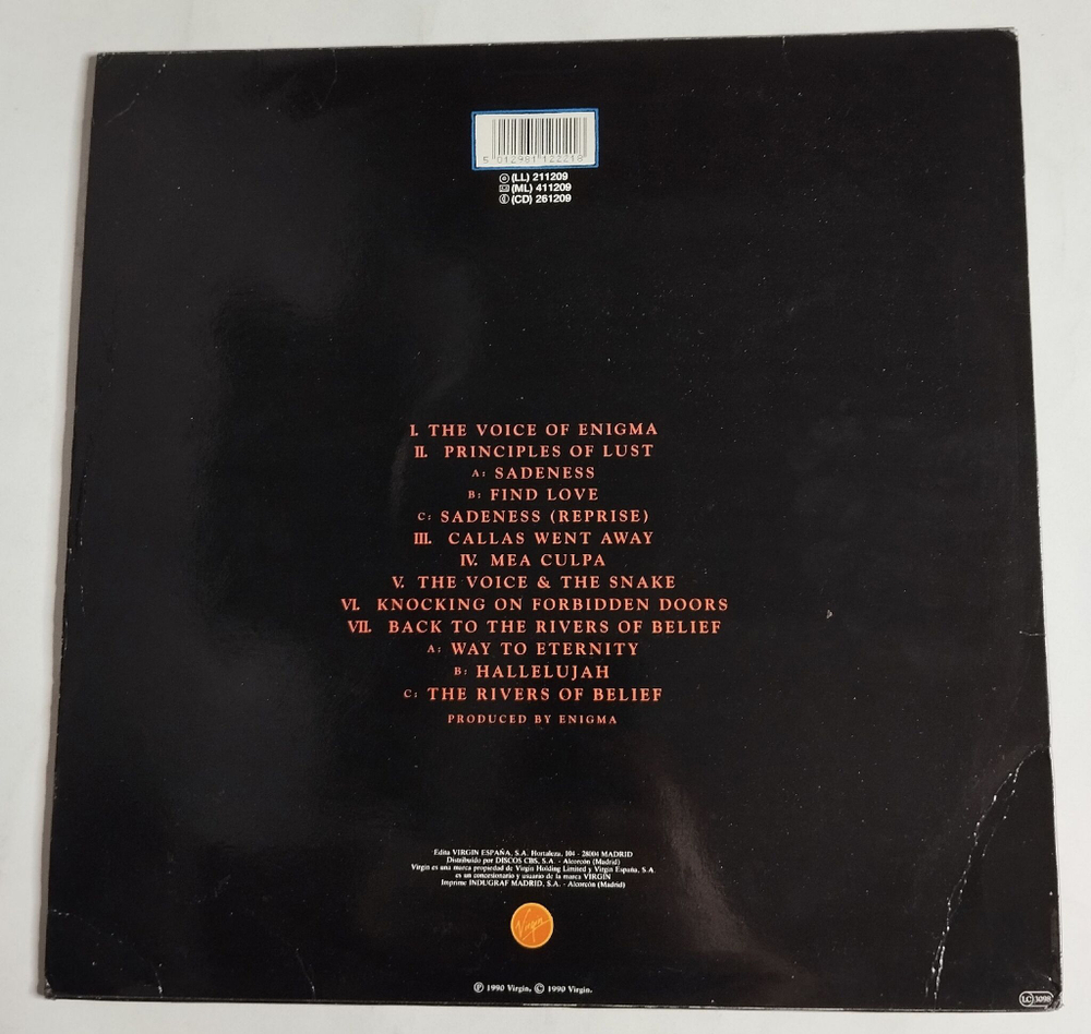 Винтажная виниловая пластинка LP Enigma MCMXC a.D. (Spain 1990)