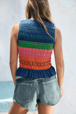 ZARA ТРИКОТАЖНЫЙ ТОП «СОТЫ», РАЗНОЦВЕТНЫЙ