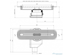 Желоб водосток Pestan Slim 1050  напольный нержавеющая сталь 13100038 схема