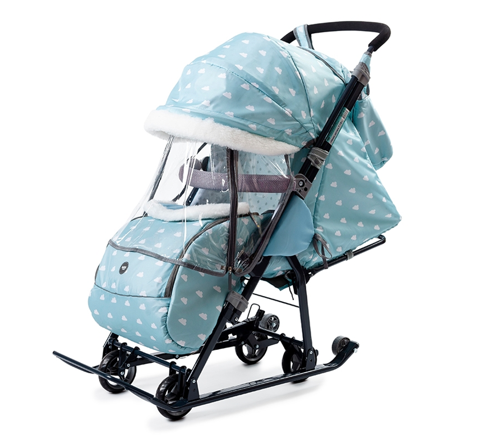 Санки-коляска Nika Kids 7.1Б (НД7-1Б), голубой с облаками