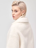 Шуба женская из овечьей шерсти мериноса, белая, SilverFox
