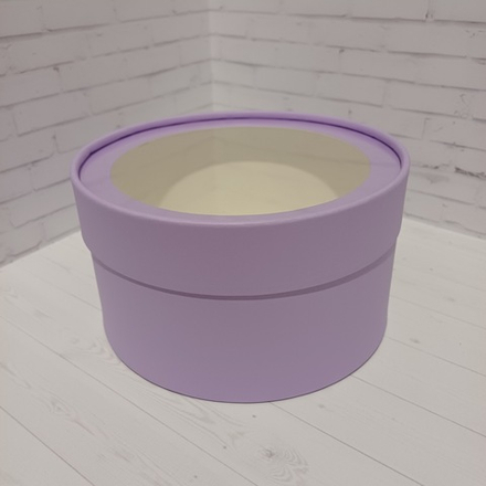 Коробка ШАЙБА с ПЭТ-крышкой 21*11 ЛИЛОВАЯ ДЫМКА