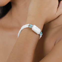 Браслет Nature Bijoux, Milos, с перламутром, окрашенным говлитом и костью, NB26.1-13-44521 (белый)