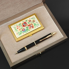 Набор подарочный "Русские узоры" с ручной росписью в футляре