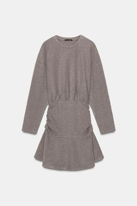 ZARA МЯГКОЕ ПЛАТЬЕ С ПОЯСОМ, РЫЖЕВАТО-КОРИЧНЕВЫЙ