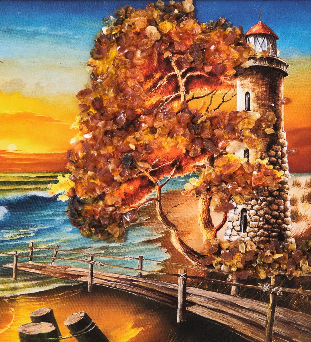 AMB-03/60 Картина «Красота природы» (с янтарной крошкой) H-32см