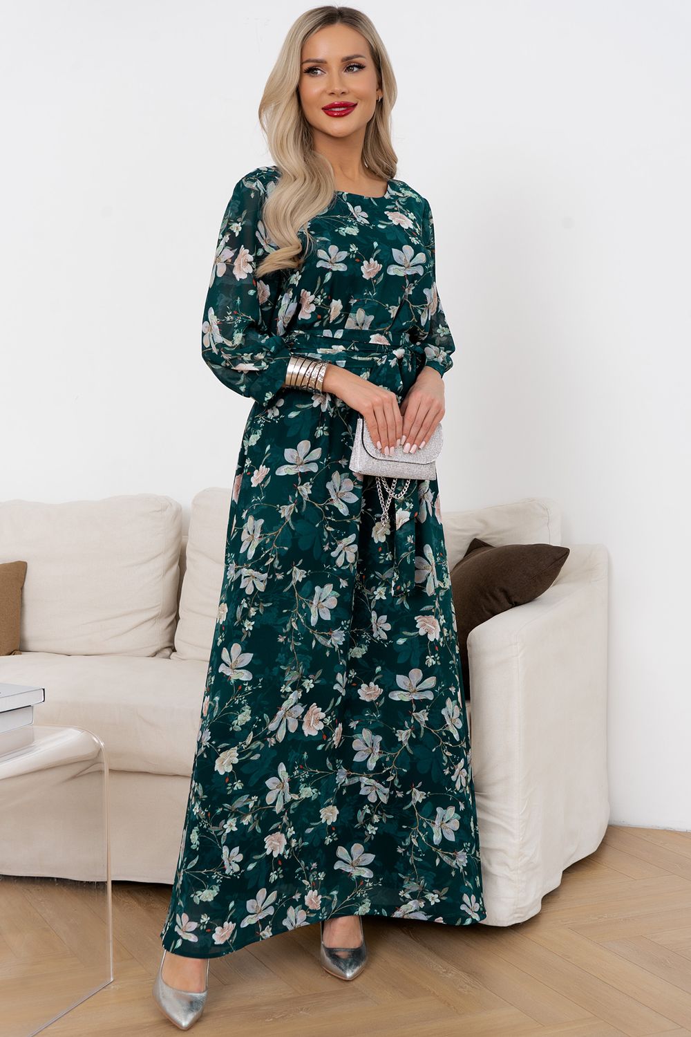 Платье Марго (малахит/принт) Р11-1245/6 Nikol