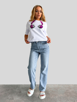 Футболка LJHY 531 свободная принт наушники однотонная Nadya