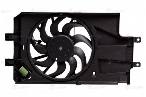 Мотор вентилятора на радиатор ВАЗ 2190 Гранта с 2015г +A/C в сборе с диффузором и резистором Luzar