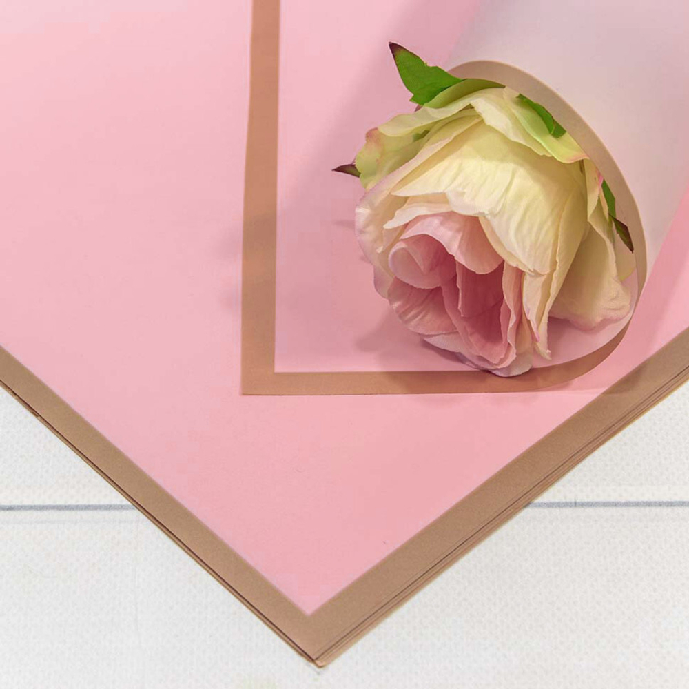 Пленка В листах 20 шт 58 х 58 см с золотым краем (Розовый)