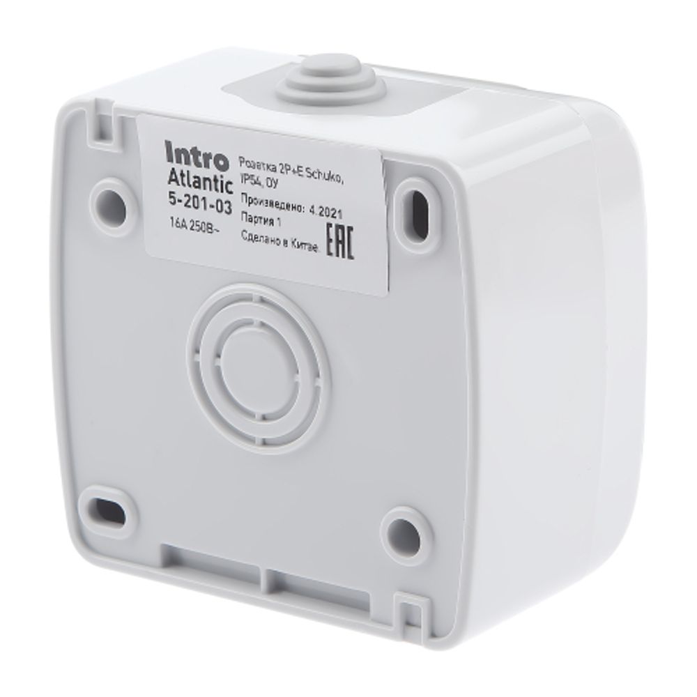 Розетка Intro Atlantic 5-201-03 с заземлением 2P+E Schuko 16А-250В IP54 ОУ серый | Intro
