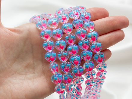 Бусина "Сердце" 12мм, стекло (1шт)