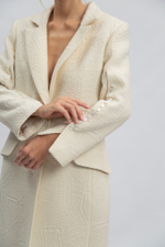 Пальто молочное жаккардовое