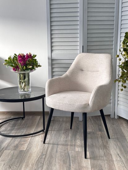 Стул STAMEN ткань DAVIS RETRO BLISS 02 светло-бежевый / черный каркас