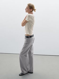 Massimo Dutti Джинсы прямого кроя с низкой посадкой, жемчужно-серый