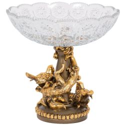 Фруктовница-конфетница Мелодия любви со стеклянной чашей 7373 Бронза