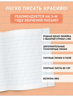 Набор тетрадей "Легко писать красиво!", редкая косая линия, 12 л, 50 шт